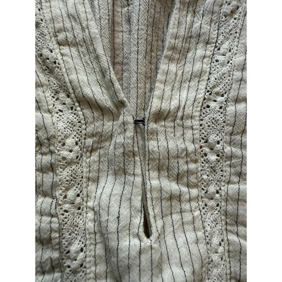Free People Blouse Womens XS Ivory Stripe Lace Embroidered Baby Blues Tunic - Picture 5 of 8